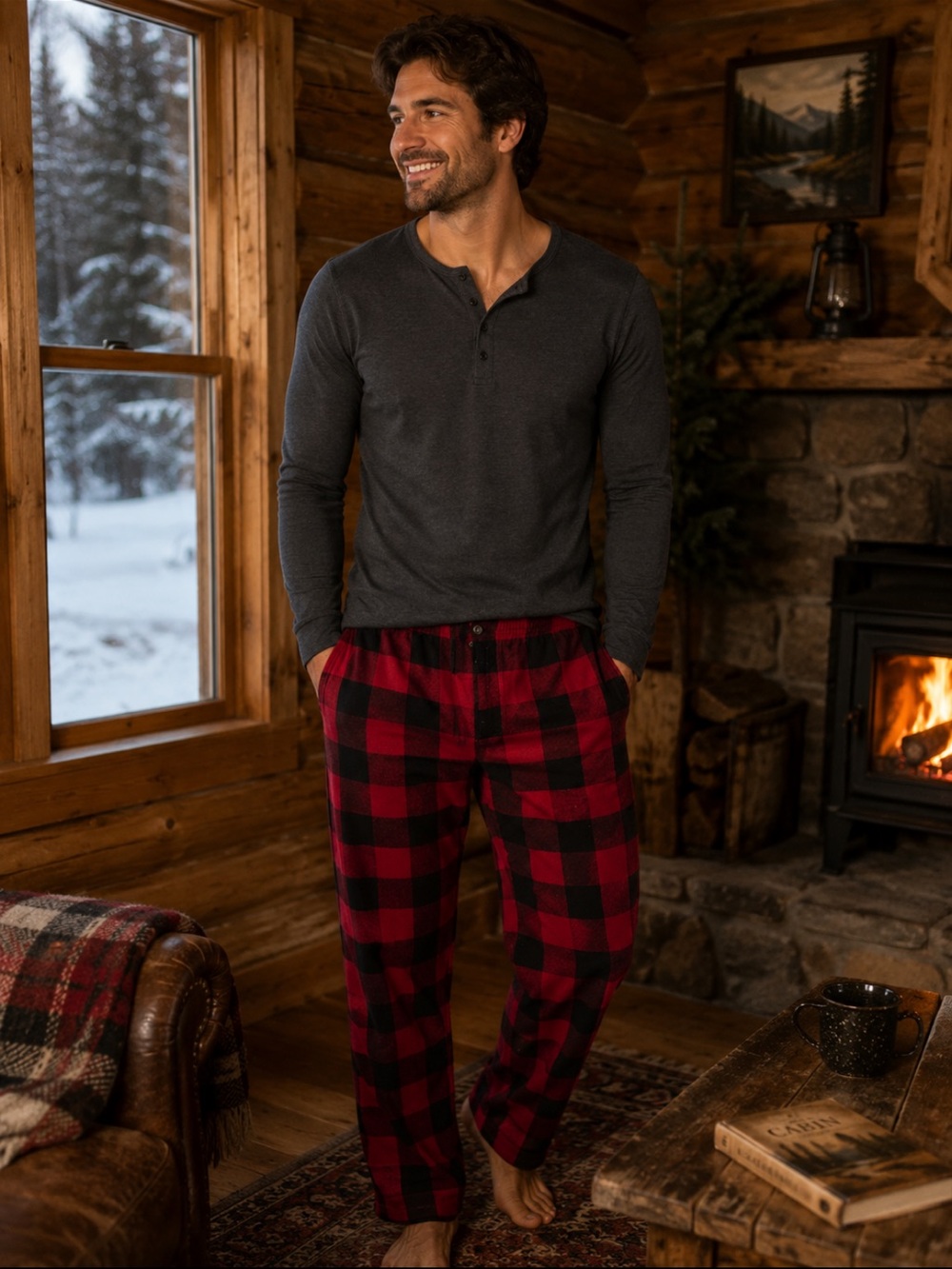 Magellan Outdoors Red and Black Plaid Flannel Pants